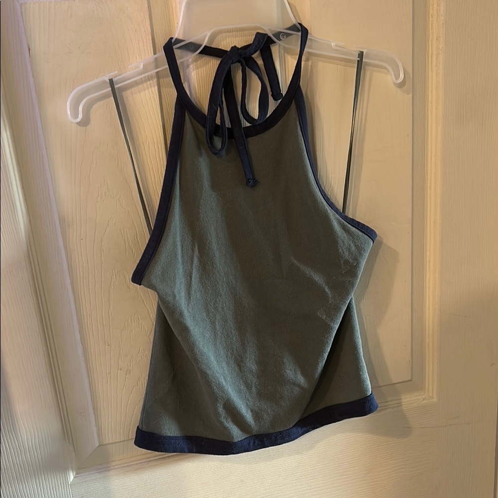American Eagle Outfitters Green and Navy Crop Top